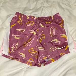 Nike Kids Pink and Yellow Patterned Shorts